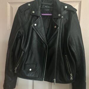 Kenneth Cole Black Leather Moto Jacket Size M